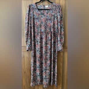 D108 Jacqueline de Yong Size 34 Floral Long Sleeve Dress